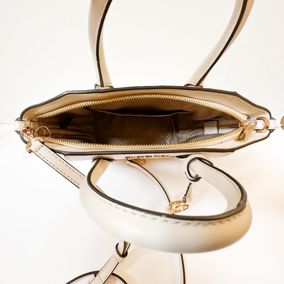 Michael Kors Avril Small Top Zip Satchel Shoulder Crossbody Bag Light Cream - Picture 6 of 11